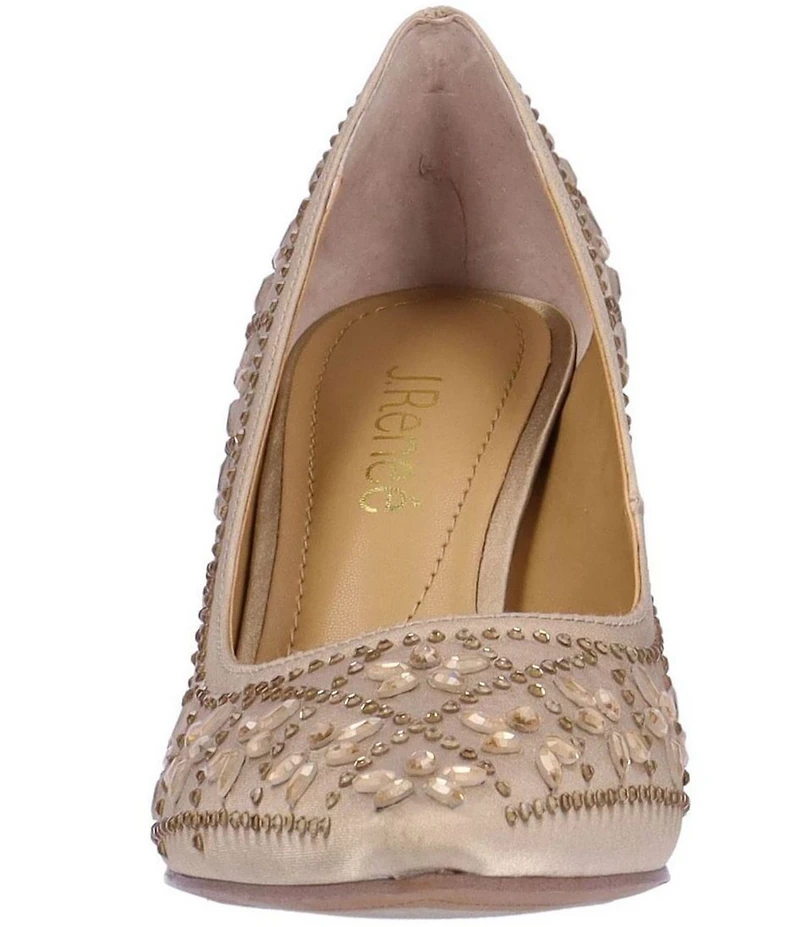 J. Renee Barlow Satin Rhinestone Embellished Flower Pumps