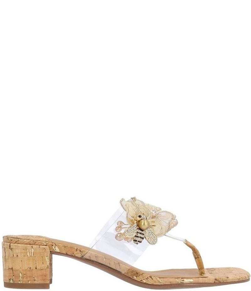 J. Renee Beeutiful Vinyl Bee and Flower Ornament Thong Sandals