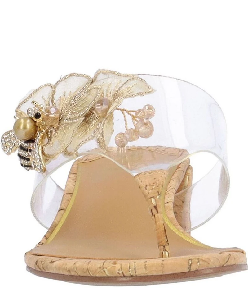 J. Renee Beeutiful Vinyl Bee and Flower Ornament Thong Sandals
