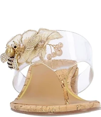J. Renee Beeutiful Vinyl Bee and Flower Ornament Thong Sandals