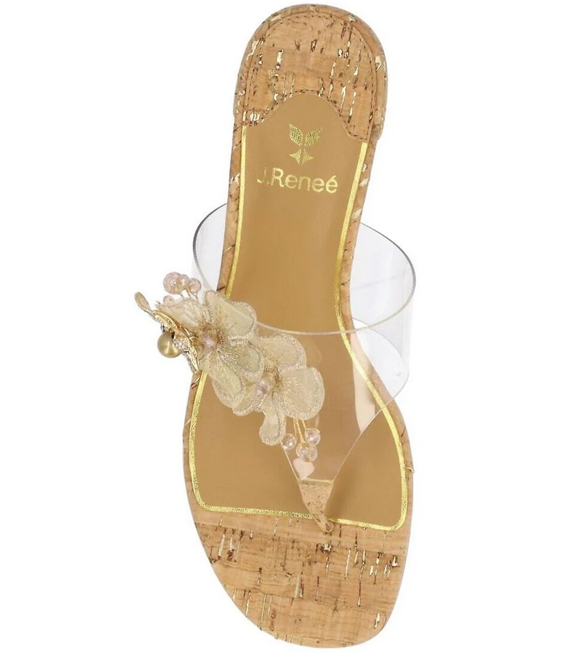 J. Renee Beeutiful Vinyl Bee and Flower Ornament Thong Sandals