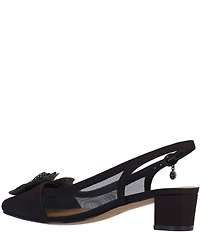 J. Renee Bellina Satin and Mesh Flower Ornament Slingback Dress Pumps