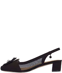 J. Renee Bellina Satin and Mesh Flower Ornament Slingback Dress Pumps