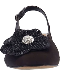 J. Renee Bellina Satin and Mesh Flower Ornament Slingback Dress Pumps