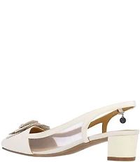 J. Renee Bellina Satin and Mesh Flower Ornament Slingback Dress Pumps