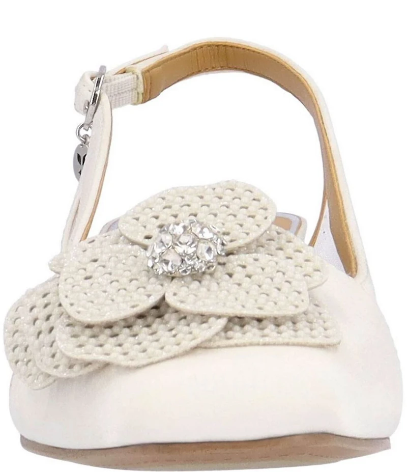 J. Renee Bellina Satin and Mesh Flower Ornament Slingback Dress Pumps
