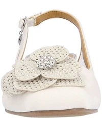 J. Renee Bellina Satin and Mesh Flower Ornament Slingback Dress Pumps