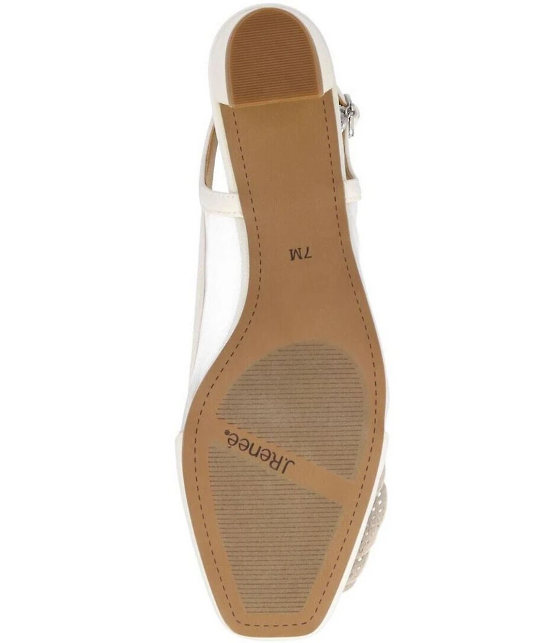 J. Renee Bellina Satin and Mesh Flower Ornament Slingback Dress Pumps
