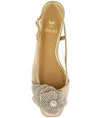 J. Renee Bellina Satin and Mesh Flower Ornament Slingback Dress Pumps