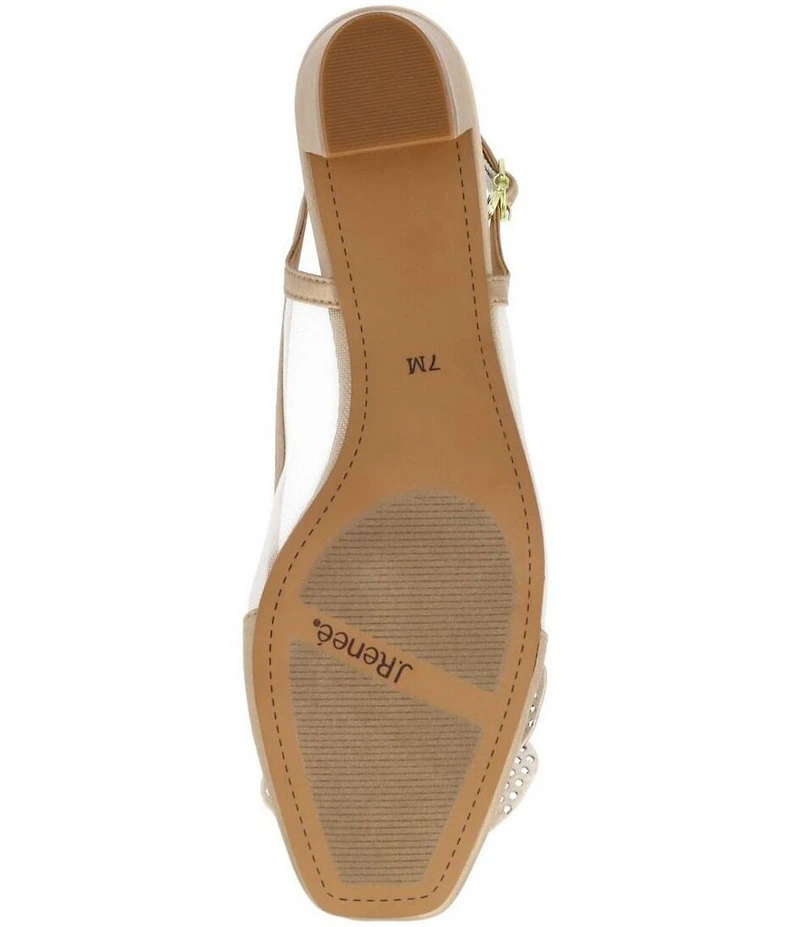 J. Renee Bellina Satin and Mesh Flower Ornament Slingback Dress Pumps