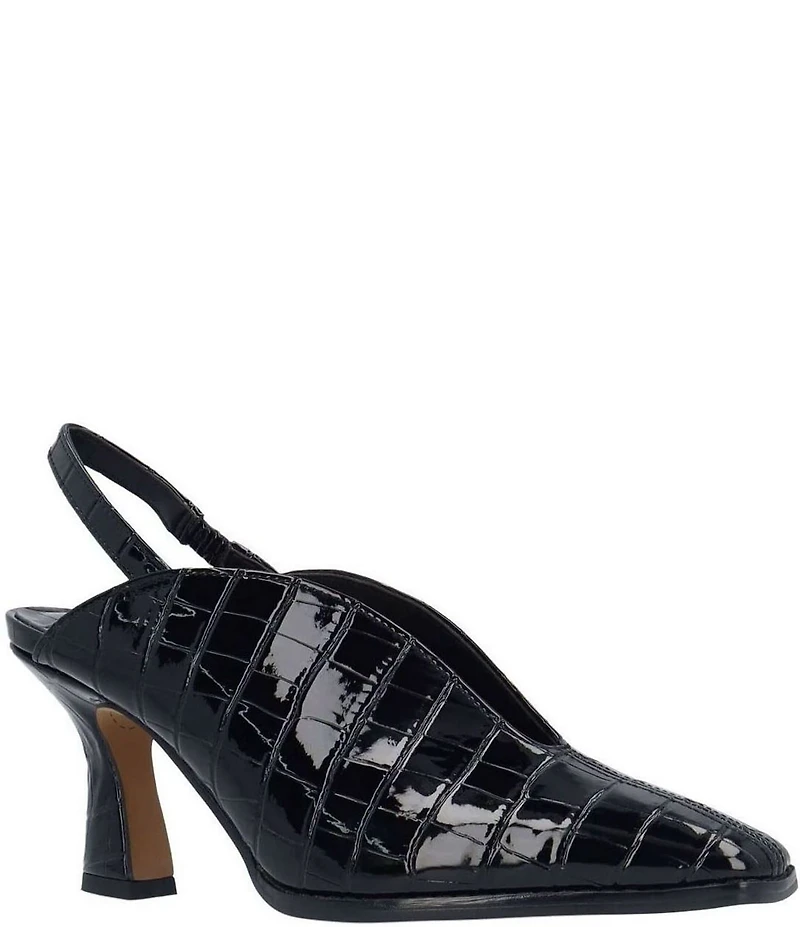 J. Renee Brisani Crocodile Embossed Slingback Pumps