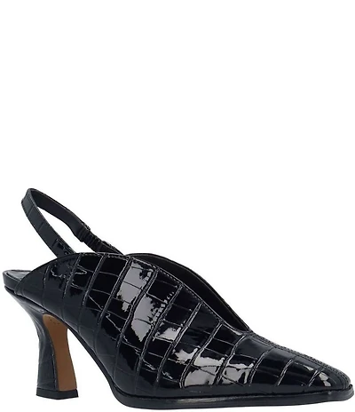 J. Renee Brisani Crocodile Embossed Slingback Pumps