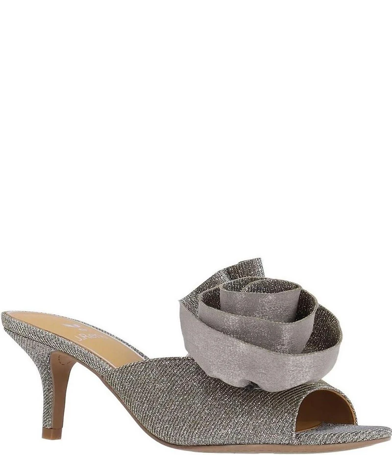 J. Renee Briston Glitter Flower Ornamented Dress Slide Sandals