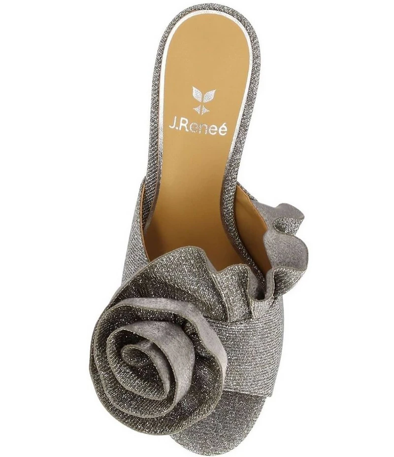 J. Renee Briston Glitter Flower Ornamented Dress Slide Sandals