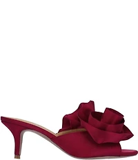 J. Renee Briston Satin Ruffle Flower Ornamented Dress Slide Sandals