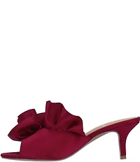 J. Renee Briston Satin Ruffle Flower Ornamented Dress Slide Sandals