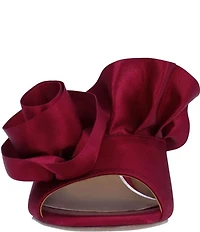 J. Renee Briston Satin Ruffle Flower Ornamented Dress Slide Sandals