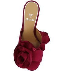 J. Renee Briston Satin Ruffle Flower Ornamented Dress Slide Sandals