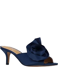 J. Renee Briston Satin Ruffle Flower Ornamented Dress Slide Sandals