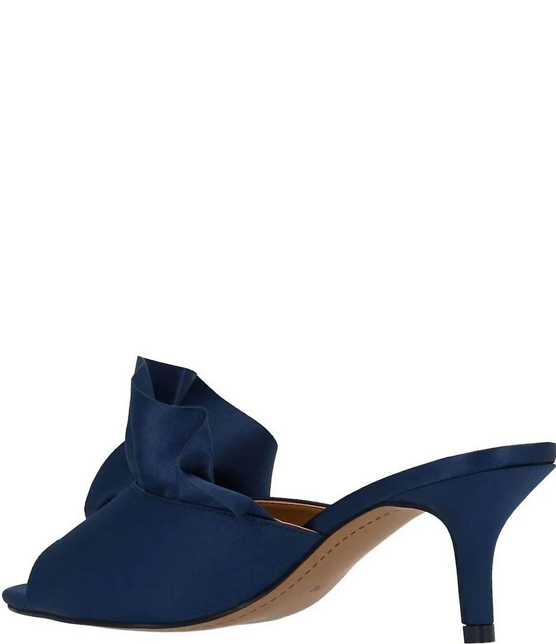 J. Renee Briston Satin Ruffle Flower Ornamented Dress Slide Sandals