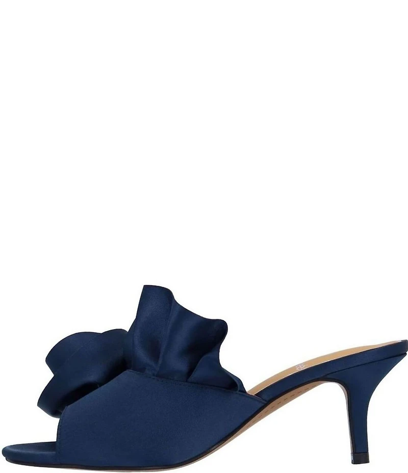 J. Renee Briston Satin Ruffle Flower Ornamented Dress Slide Sandals