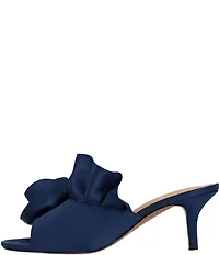 J. Renee Briston Satin Ruffle Flower Ornamented Dress Slide Sandals