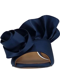 J. Renee Briston Satin Ruffle Flower Ornamented Dress Slide Sandals