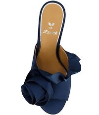 J. Renee Briston Satin Ruffle Flower Ornamented Dress Slide Sandals