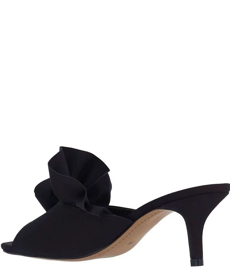 J. Renee Briston Satin Ruffle Flower Ornamented Dress Slide Sandals