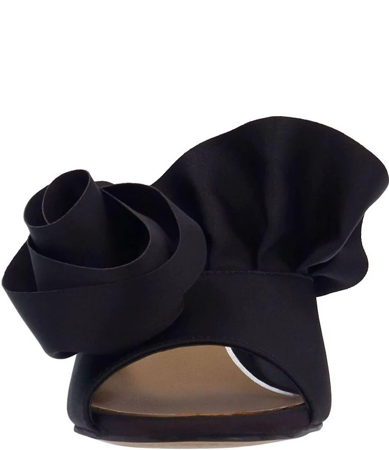 J. Renee Briston Satin Ruffle Flower Ornamented Dress Slide Sandals