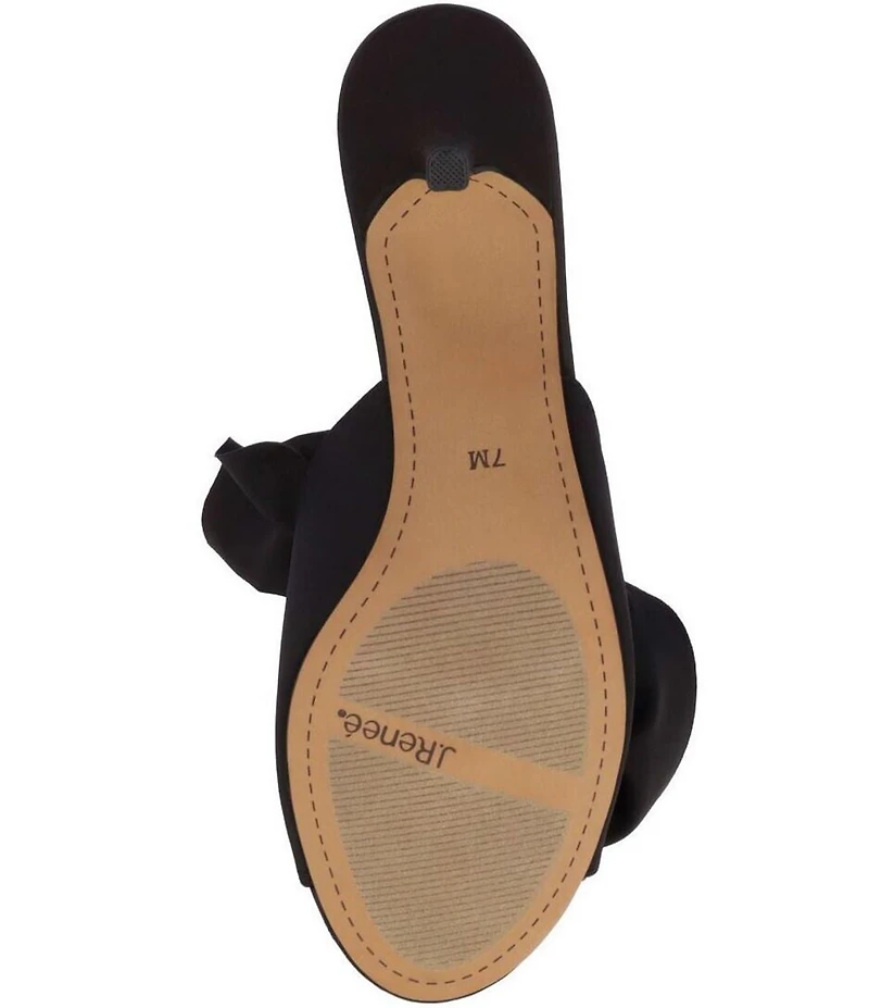 J. Renee Briston Satin Ruffle Flower Ornamented Dress Slide Sandals