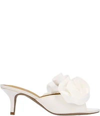 J. Renee Briston Satin Ruffle Flower Ornamented Dress Slide Sandals