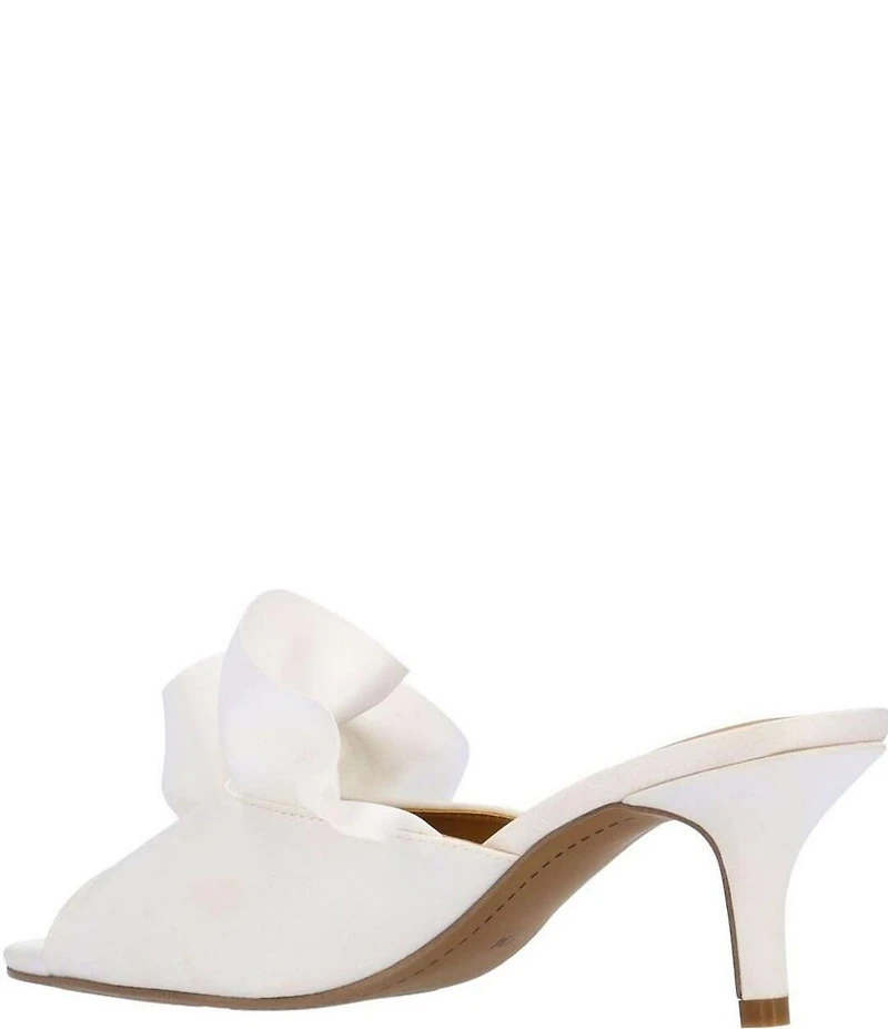 J. Renee Briston Satin Ruffle Flower Ornamented Dress Slide Sandals