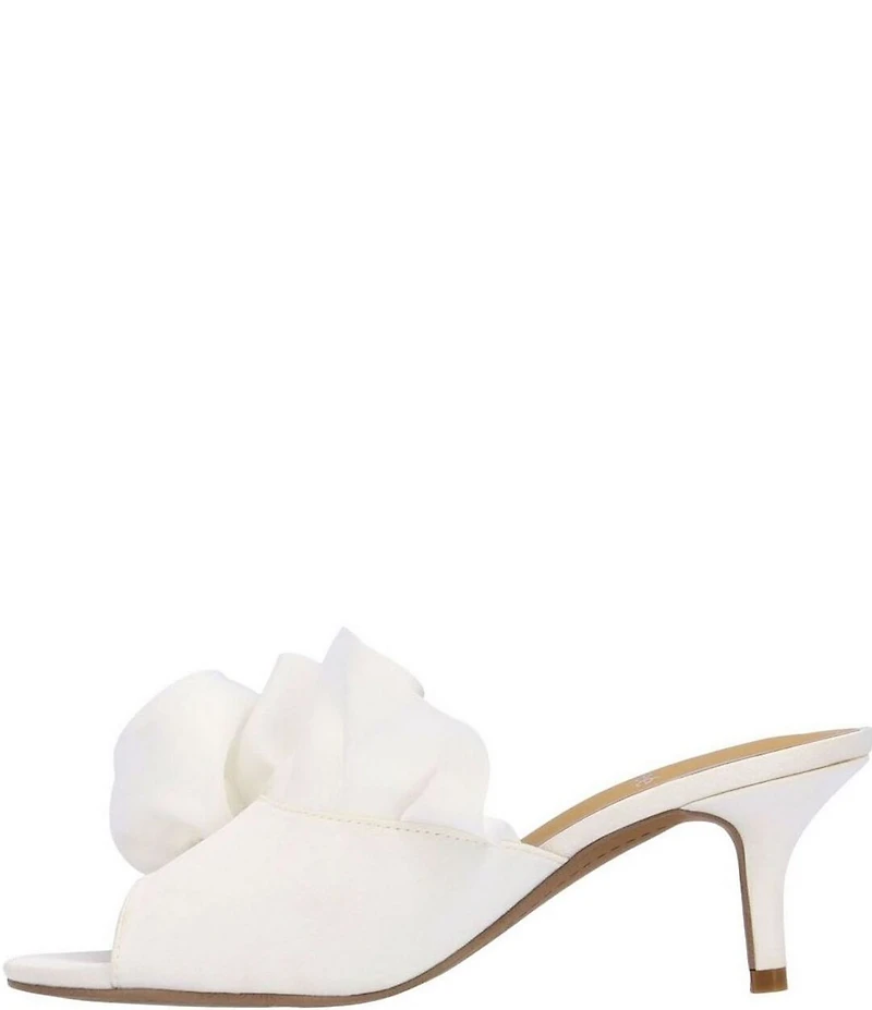 J. Renee Briston Satin Ruffle Flower Ornamented Dress Slide Sandals