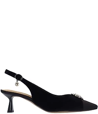 J. Renee Brivella Velvet Rhinestone Ornament Slingback Snip Toe Dress Pumps