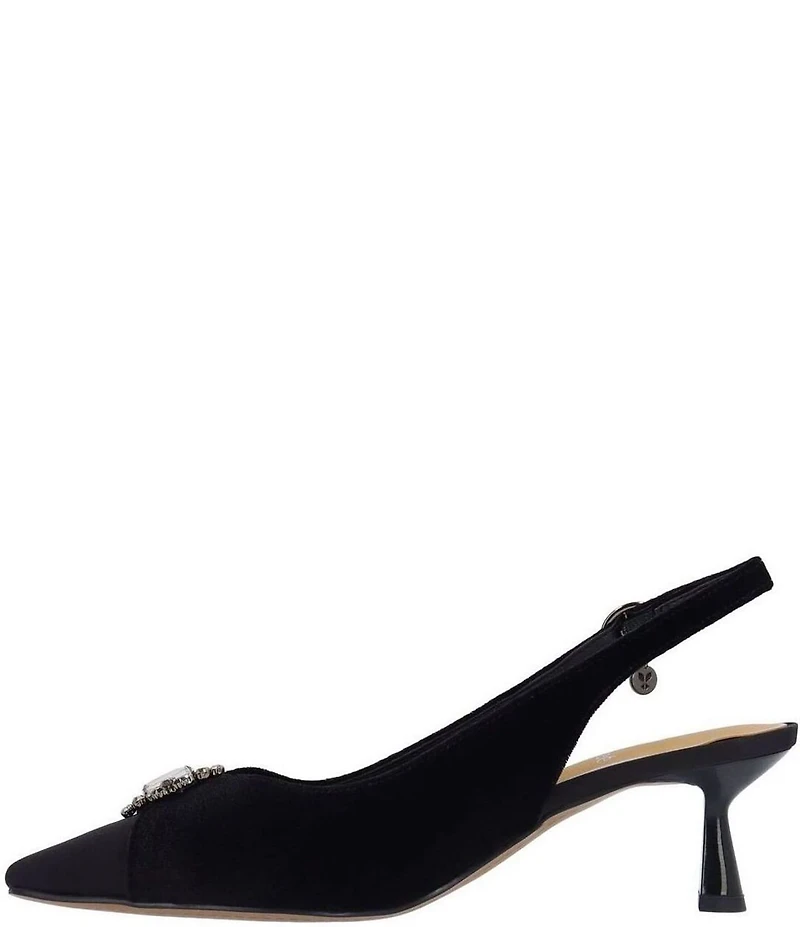 J. Renee Brivella Velvet Rhinestone Ornament Slingback Snip Toe Dress Pumps