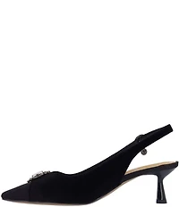 J. Renee Brivella Velvet Rhinestone Ornament Slingback Snip Toe Dress Pumps