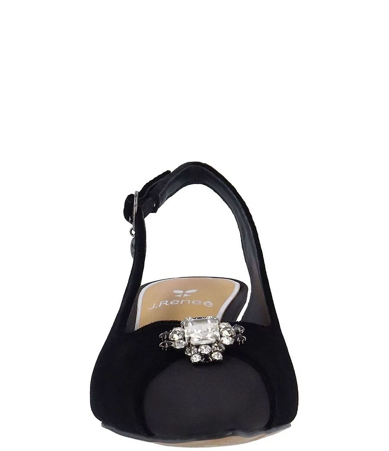 J. Renee Brivella Velvet Rhinestone Ornament Slingback Snip Toe Dress Pumps