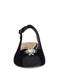 J. Renee Brivella Velvet Rhinestone Ornament Slingback Snip Toe Dress Pumps