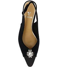 J. Renee Brivella Velvet Rhinestone Ornament Slingback Snip Toe Dress Pumps