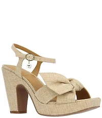 J. Renee Burkett Linen Bow Platform Dress Sandals