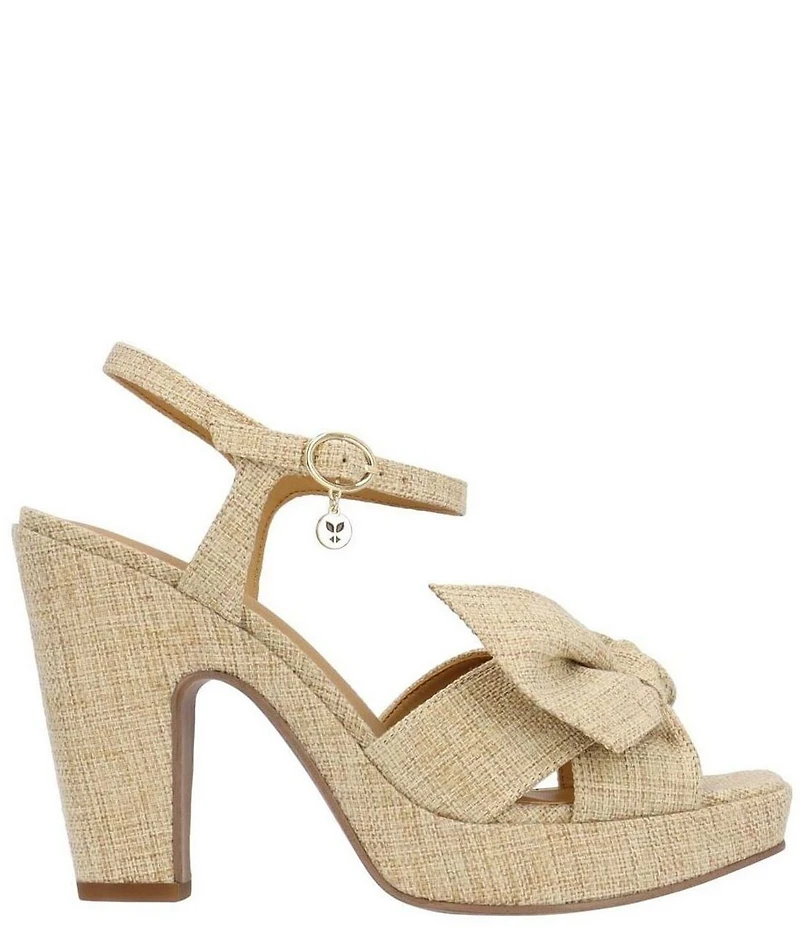 J. Renee Burkett Linen Bow Platform Dress Sandals