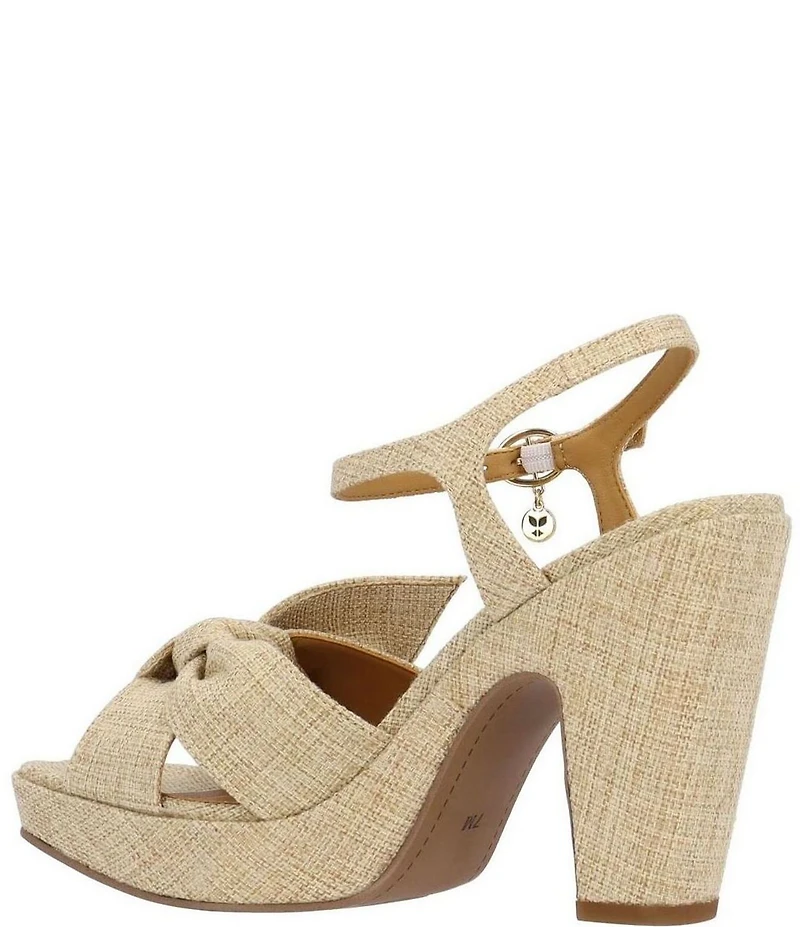 J. Renee Burkett Linen Bow Platform Dress Sandals