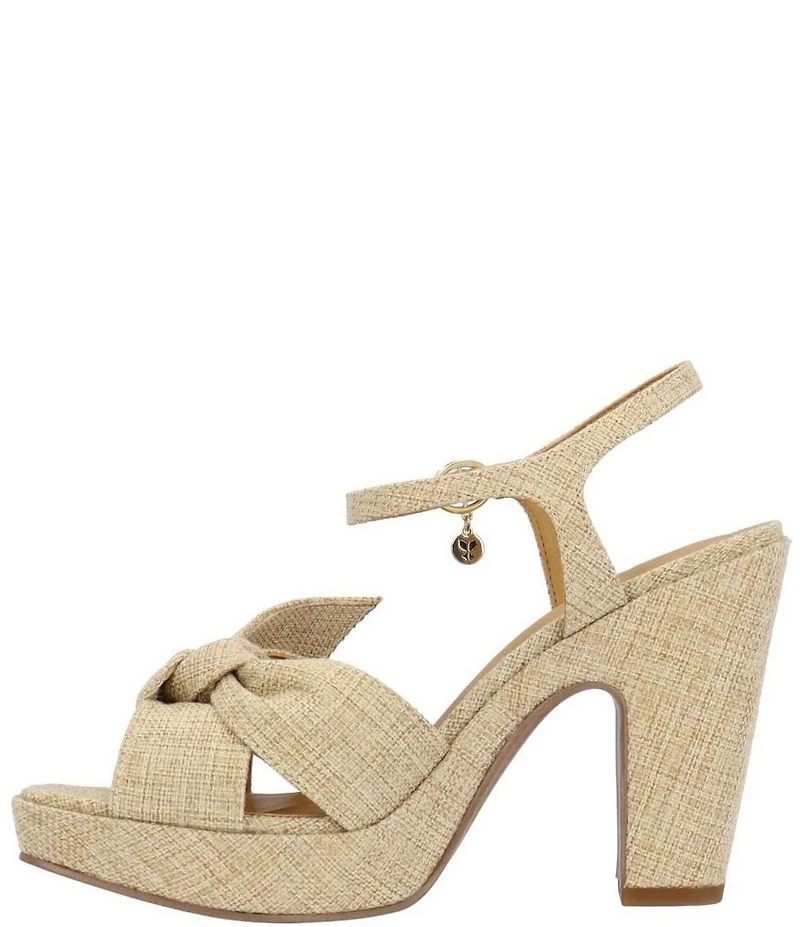 J. Renee Burkett Linen Bow Platform Dress Sandals