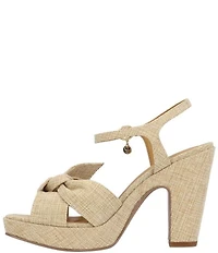 J. Renee Burkett Linen Bow Platform Dress Sandals