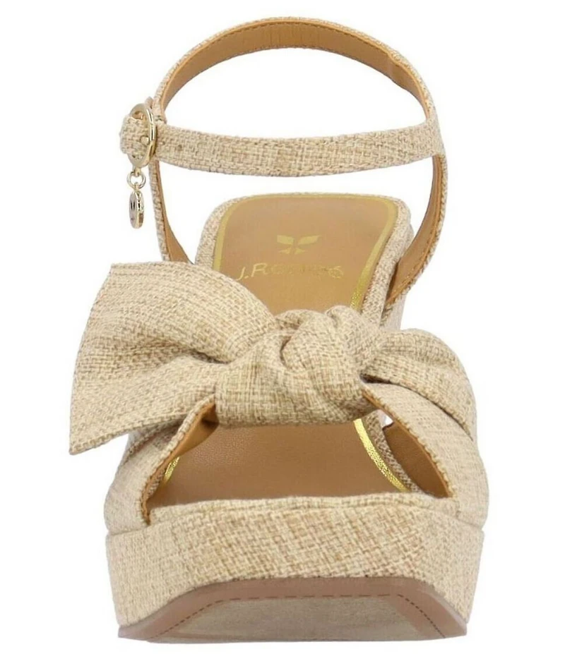 J. Renee Burkett Linen Bow Platform Dress Sandals