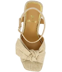 J. Renee Burkett Linen Bow Platform Dress Sandals