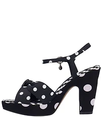 J. Renee Burkett Polka Dot Ankle Strap Platform Block Heel Bow Dress Sandals