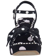 J. Renee Burkett Polka Dot Ankle Strap Platform Block Heel Bow Dress Sandals