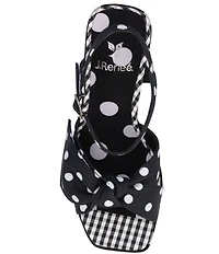 J. Renee Burkett Polka Dot Ankle Strap Platform Block Heel Bow Dress Sandals